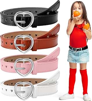 Amazon.com: Newcotte 4 Pcs Girls Belt Size 6-12 Kids PU Leather